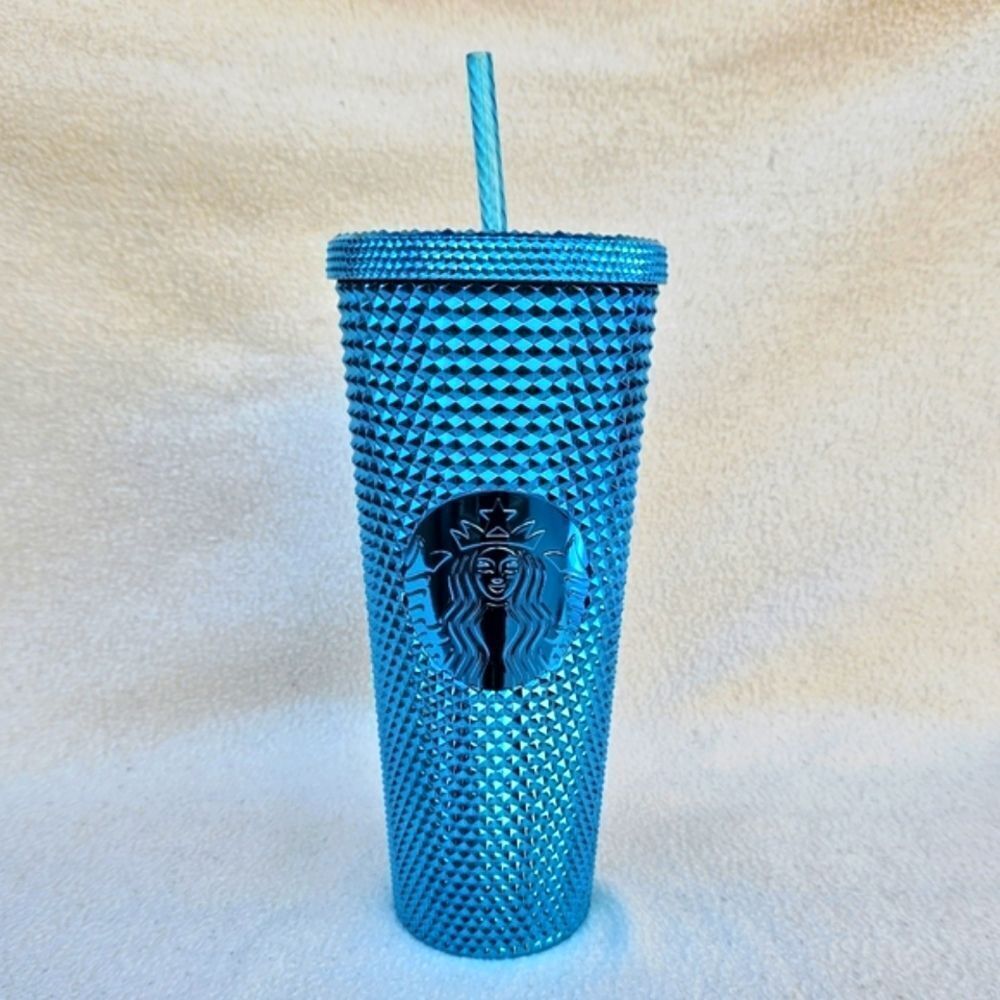 Starbucks Blue Chrome Studded Tumbler 24oz